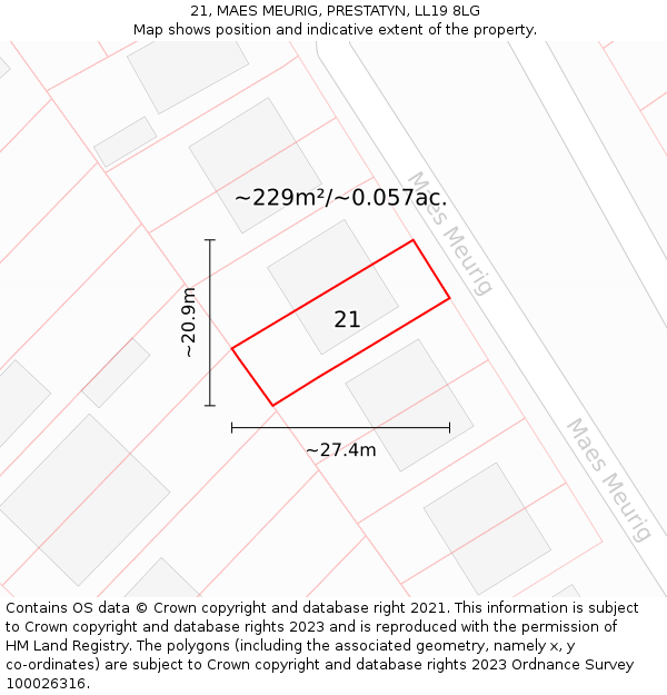21, MAES MEURIG, PRESTATYN, LL19 8LG: Plot and title map