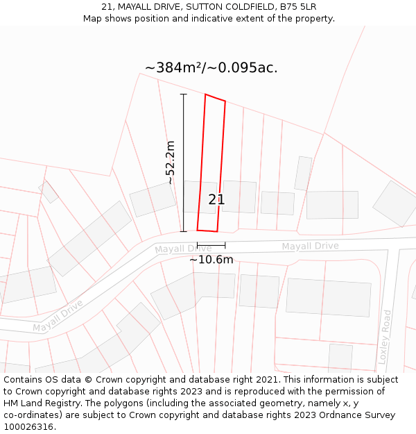 21, MAYALL DRIVE, SUTTON COLDFIELD, B75 5LR: Plot and title map