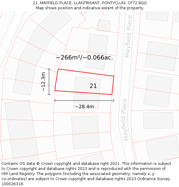 21, MAYFIELD PLACE, LLANTRISANT, PONTYCLUN, CF72 8QG: Plot and title map