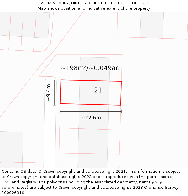 21, MINGARRY, BIRTLEY, CHESTER LE STREET, DH3 2JB: Plot and title map