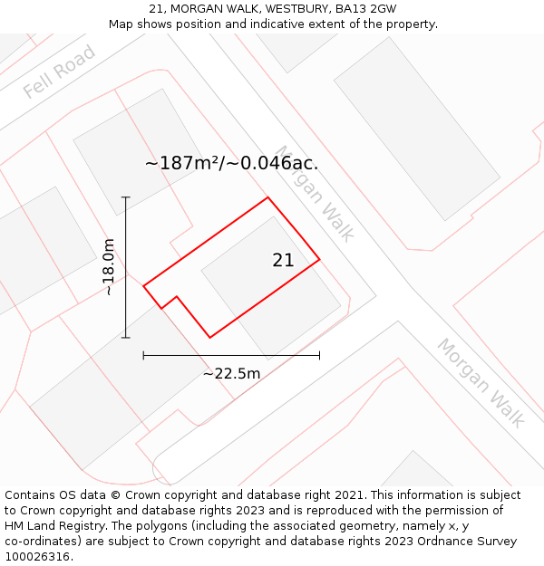 21, MORGAN WALK, WESTBURY, BA13 2GW: Plot and title map