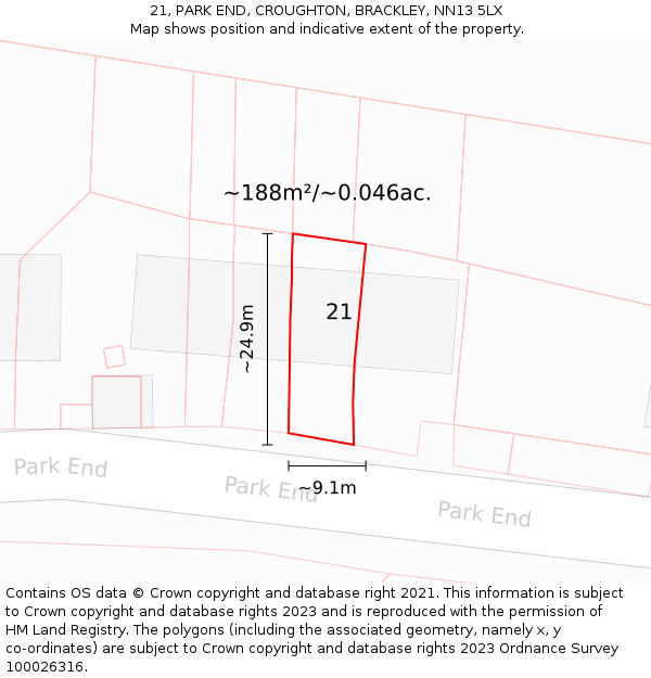 21, PARK END, CROUGHTON, BRACKLEY, NN13 5LX: Plot and title map