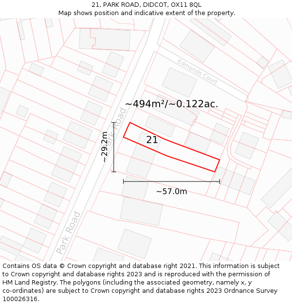 21, PARK ROAD, DIDCOT, OX11 8QL: Plot and title map