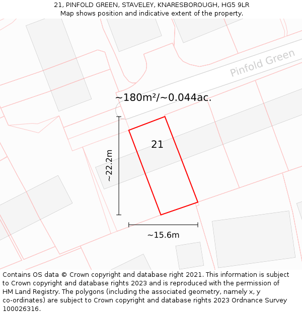 21, PINFOLD GREEN, STAVELEY, KNARESBOROUGH, HG5 9LR: Plot and title map