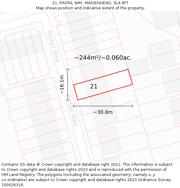 21, PINTAIL WAY, MAIDENHEAD, SL6 8FT: Plot and title map