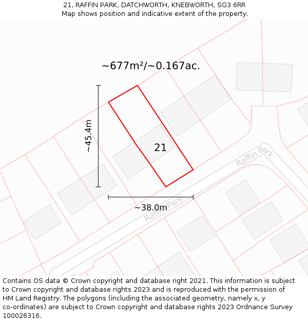 21, RAFFIN PARK, DATCHWORTH, KNEBWORTH, SG3 6RR: Plot and title map