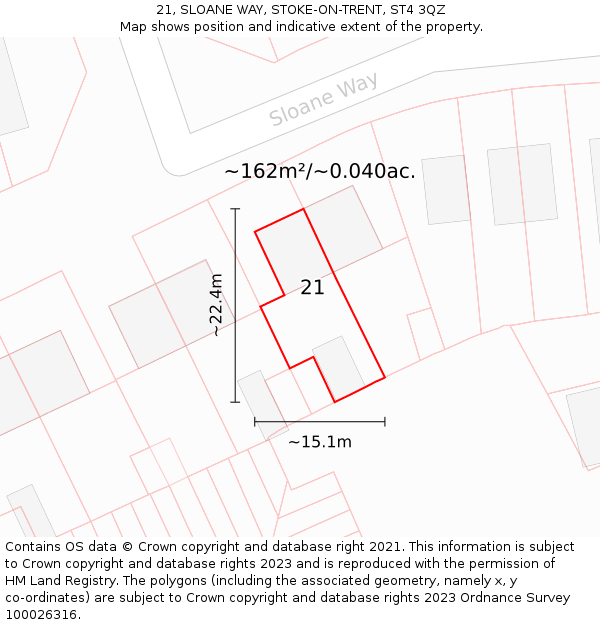 21, SLOANE WAY, STOKE-ON-TRENT, ST4 3QZ: Plot and title map