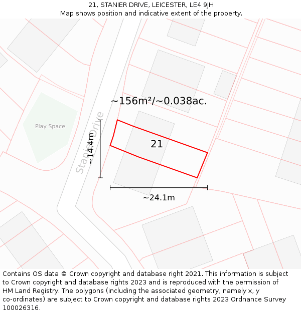 21, STANIER DRIVE, LEICESTER, LE4 9JH: Plot and title map
