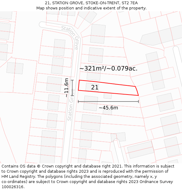 21, STATION GROVE, STOKE-ON-TRENT, ST2 7EA: Plot and title map