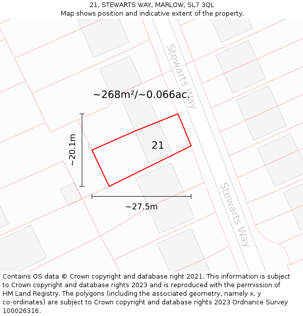 21, STEWARTS WAY, MARLOW, SL7 3QL: Plot and title map