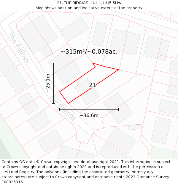 21, THE RIDINGS, HULL, HU5 5HW: Plot and title map