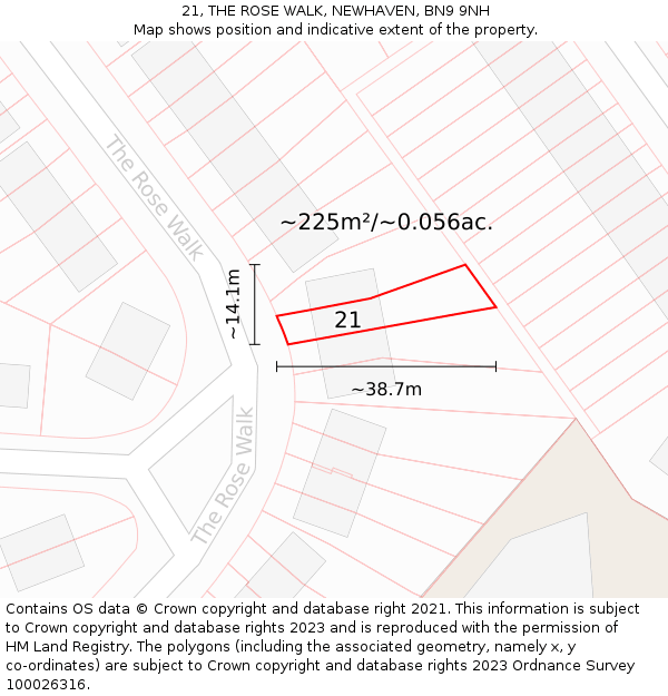 21, THE ROSE WALK, NEWHAVEN, BN9 9NH: Plot and title map