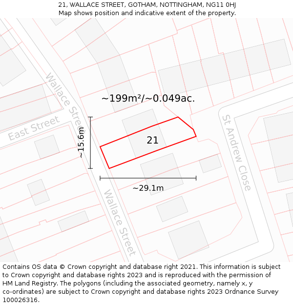 21, WALLACE STREET, GOTHAM, NOTTINGHAM, NG11 0HJ: Plot and title map