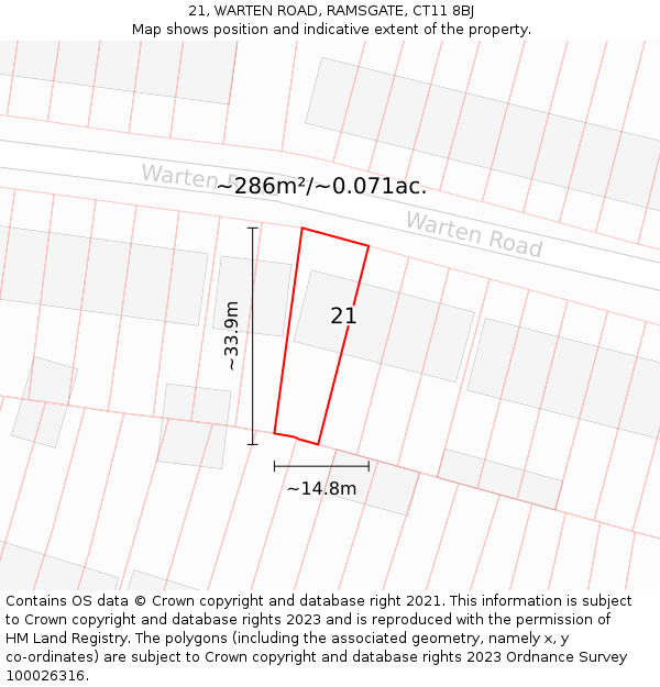 21, WARTEN ROAD, RAMSGATE, CT11 8BJ: Plot and title map