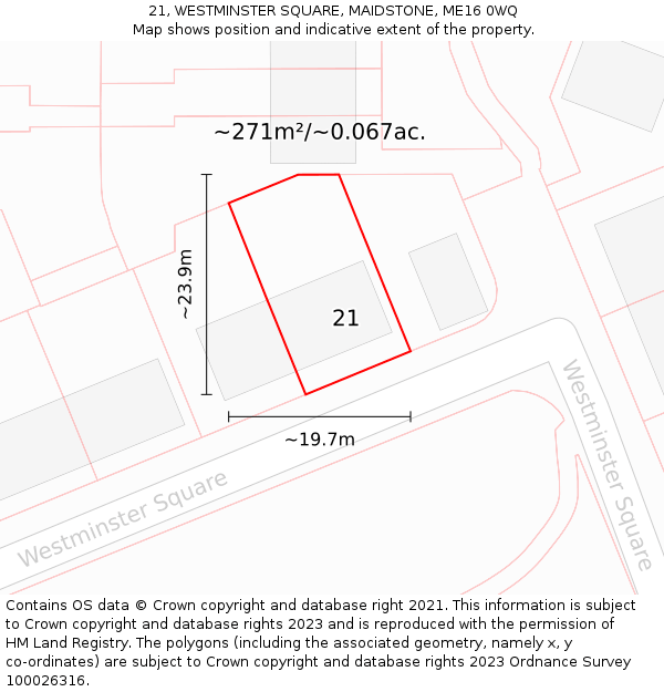 21, WESTMINSTER SQUARE, MAIDSTONE, ME16 0WQ: Plot and title map