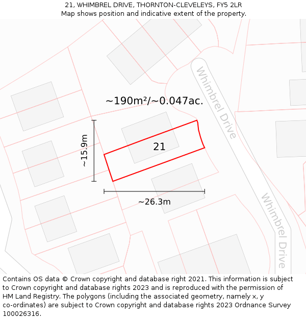 21, WHIMBREL DRIVE, THORNTON-CLEVELEYS, FY5 2LR: Plot and title map