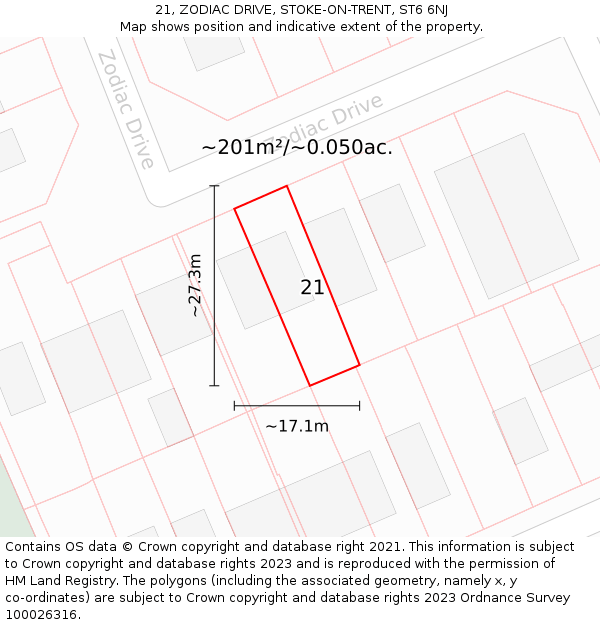 21, ZODIAC DRIVE, STOKE-ON-TRENT, ST6 6NJ: Plot and title map