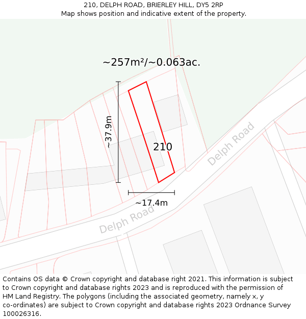 210, DELPH ROAD, BRIERLEY HILL, DY5 2RP: Plot and title map