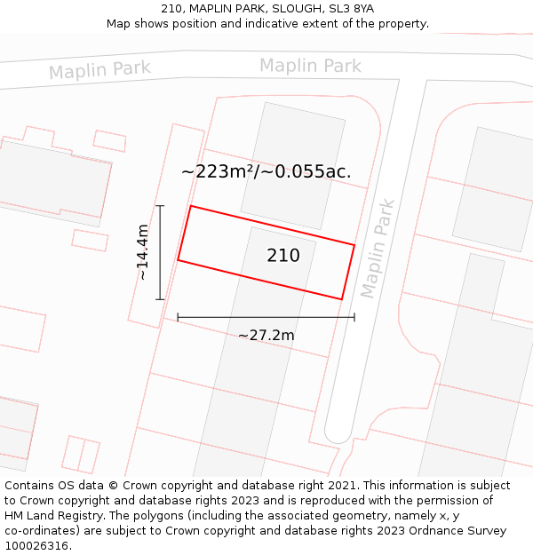 210, MAPLIN PARK, SLOUGH, SL3 8YA: Plot and title map