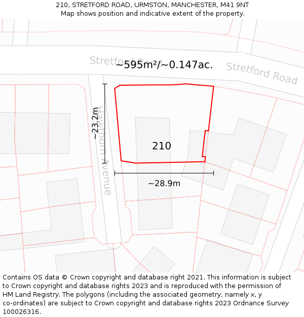 210, STRETFORD ROAD, URMSTON, MANCHESTER, M41 9NT: Plot and title map