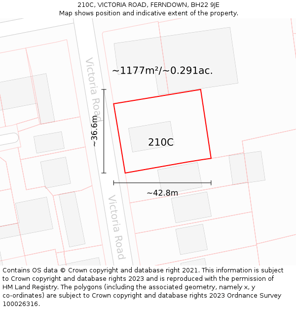 210C, VICTORIA ROAD, FERNDOWN, BH22 9JE: Plot and title map