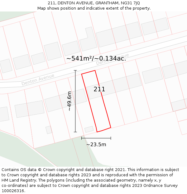 211, DENTON AVENUE, GRANTHAM, NG31 7JQ: Plot and title map