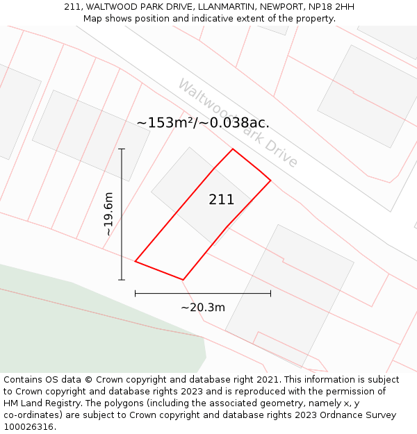 211, WALTWOOD PARK DRIVE, LLANMARTIN, NEWPORT, NP18 2HH: Plot and title map