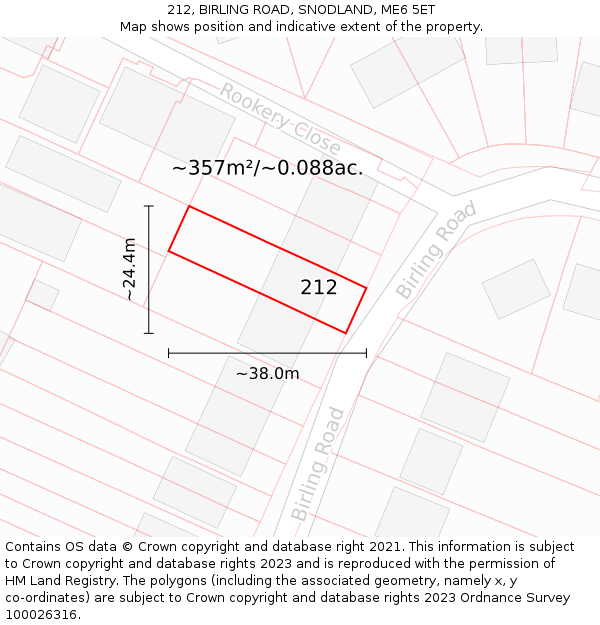 212, BIRLING ROAD, SNODLAND, ME6 5ET: Plot and title map