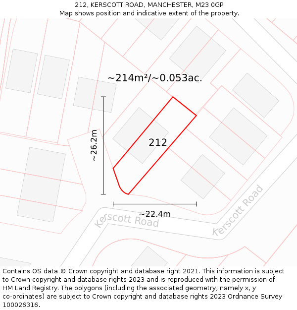 212, KERSCOTT ROAD, MANCHESTER, M23 0GP: Plot and title map