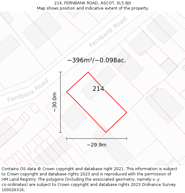 214, FERNBANK ROAD, ASCOT, SL5 8JX: Plot and title map