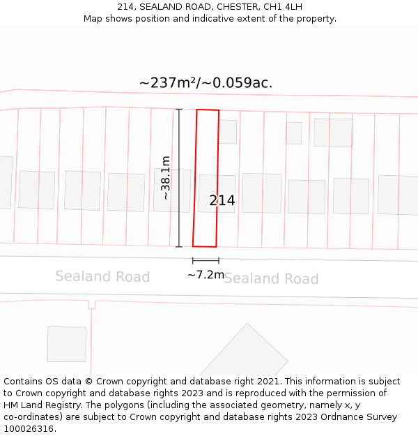 214, SEALAND ROAD, CHESTER, CH1 4LH: Plot and title map