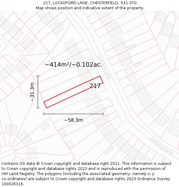 217, LOCKOFORD LANE, CHESTERFIELD, S41 0TG: Plot and title map