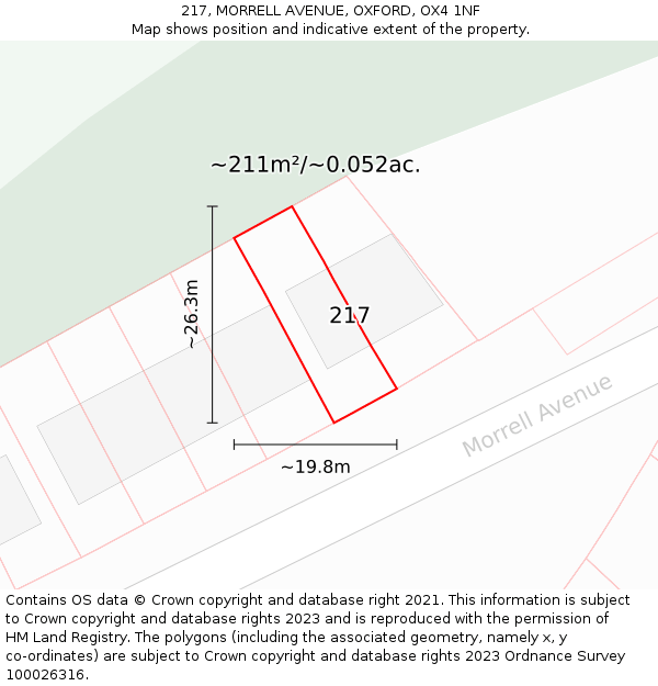 217, MORRELL AVENUE, OXFORD, OX4 1NF: Plot and title map