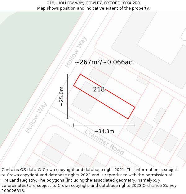 218, HOLLOW WAY, COWLEY, OXFORD, OX4 2PR: Plot and title map