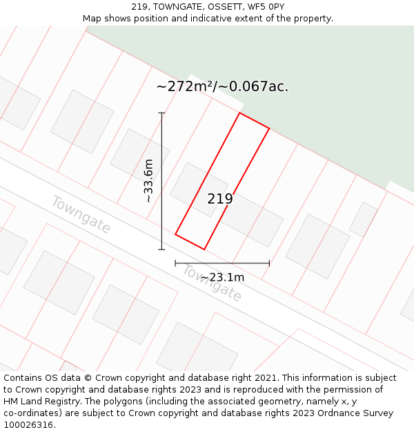 219, TOWNGATE, OSSETT, WF5 0PY: Plot and title map