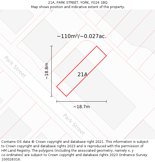 21A, PARK STREET, YORK, YO24 1BQ: Plot and title map