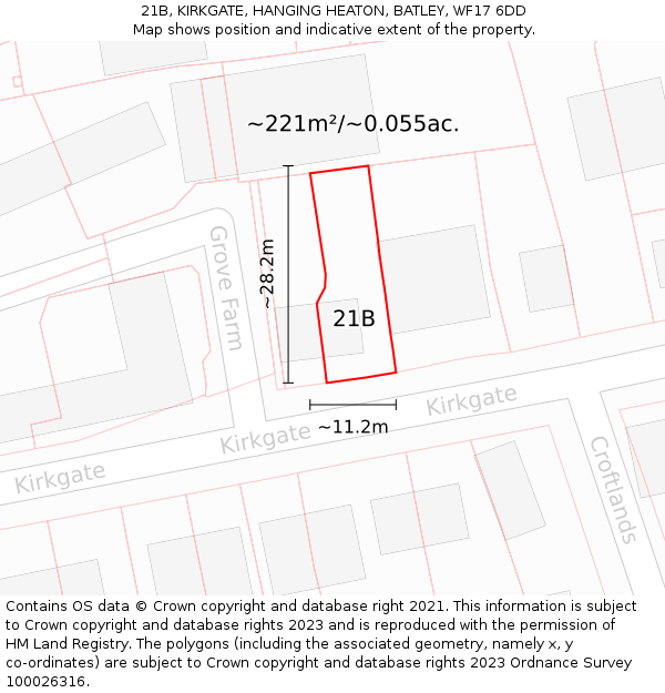 21B, KIRKGATE, HANGING HEATON, BATLEY, WF17 6DD: Plot and title map