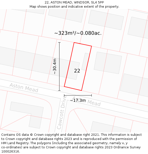 22, ASTON MEAD, WINDSOR, SL4 5PP: Plot and title map