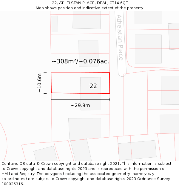 22, ATHELSTAN PLACE, DEAL, CT14 6QE: Plot and title map