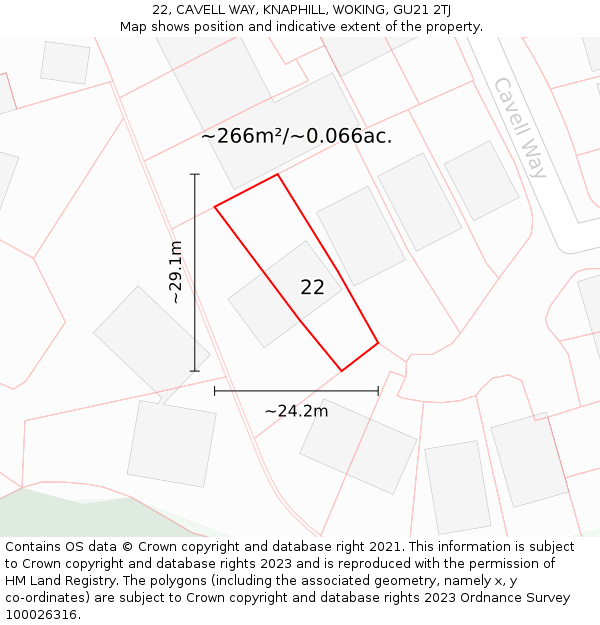 22, CAVELL WAY, KNAPHILL, WOKING, GU21 2TJ: Plot and title map