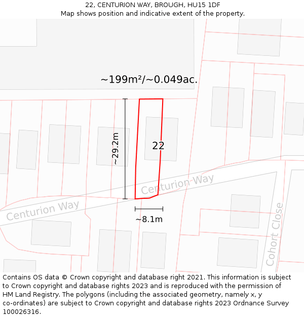 22, CENTURION WAY, BROUGH, HU15 1DF: Plot and title map