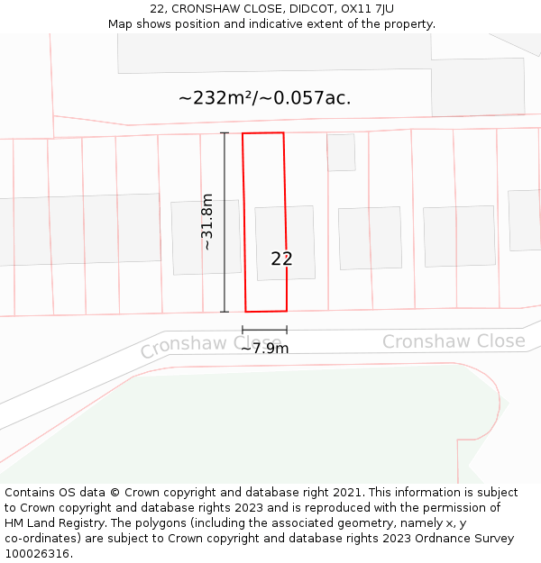 22, CRONSHAW CLOSE, DIDCOT, OX11 7JU: Plot and title map