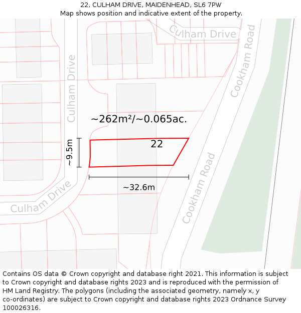 22, CULHAM DRIVE, MAIDENHEAD, SL6 7PW: Plot and title map