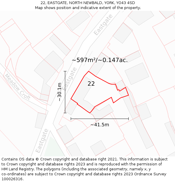 22, EASTGATE, NORTH NEWBALD, YORK, YO43 4SD: Plot and title map