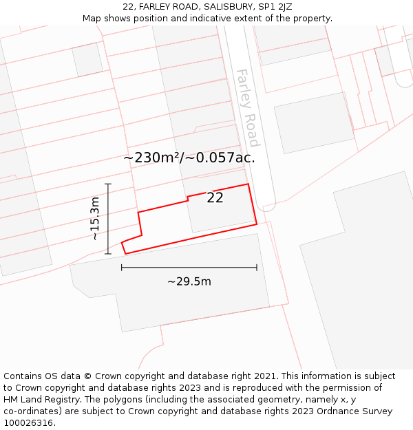 22, FARLEY ROAD, SALISBURY, SP1 2JZ: Plot and title map