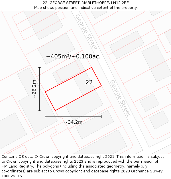 22, GEORGE STREET, MABLETHORPE, LN12 2BE: Plot and title map