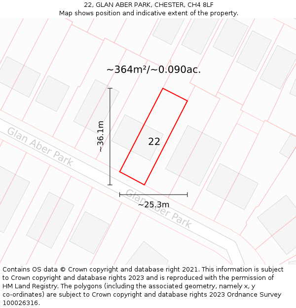 22, GLAN ABER PARK, CHESTER, CH4 8LF: Plot and title map