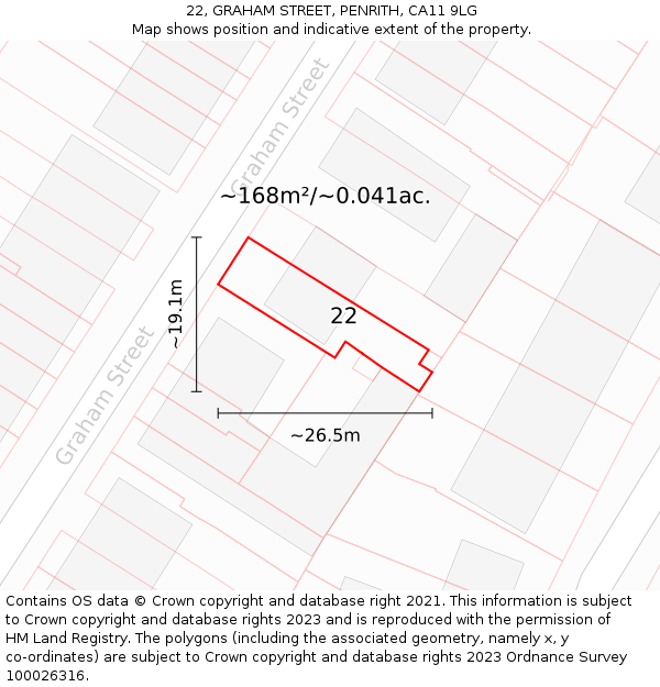 22, GRAHAM STREET, PENRITH, CA11 9LG: Plot and title map