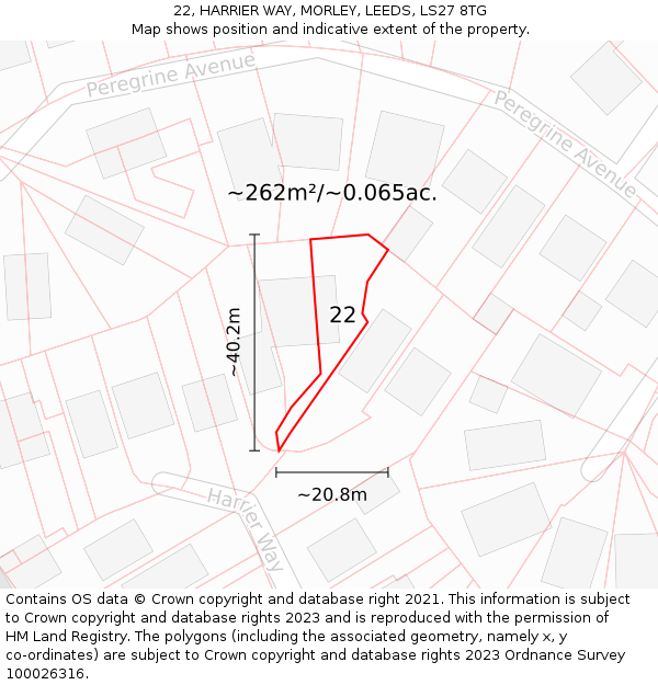 22, HARRIER WAY, MORLEY, LEEDS, LS27 8TG: Plot and title map