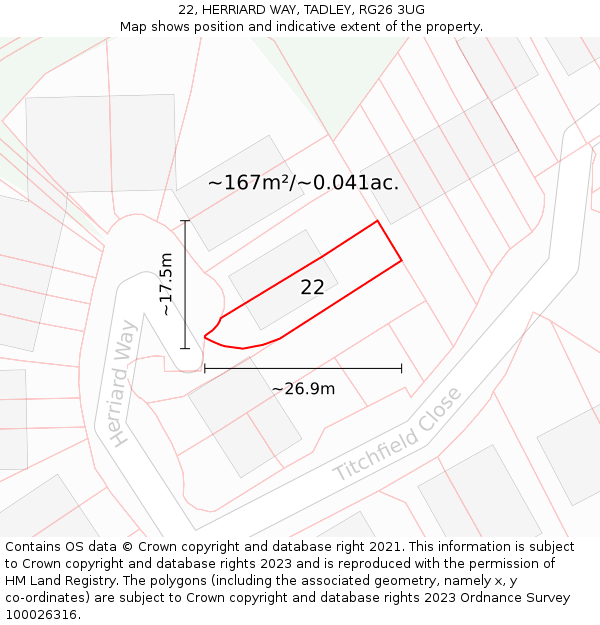 22, HERRIARD WAY, TADLEY, RG26 3UG: Plot and title map